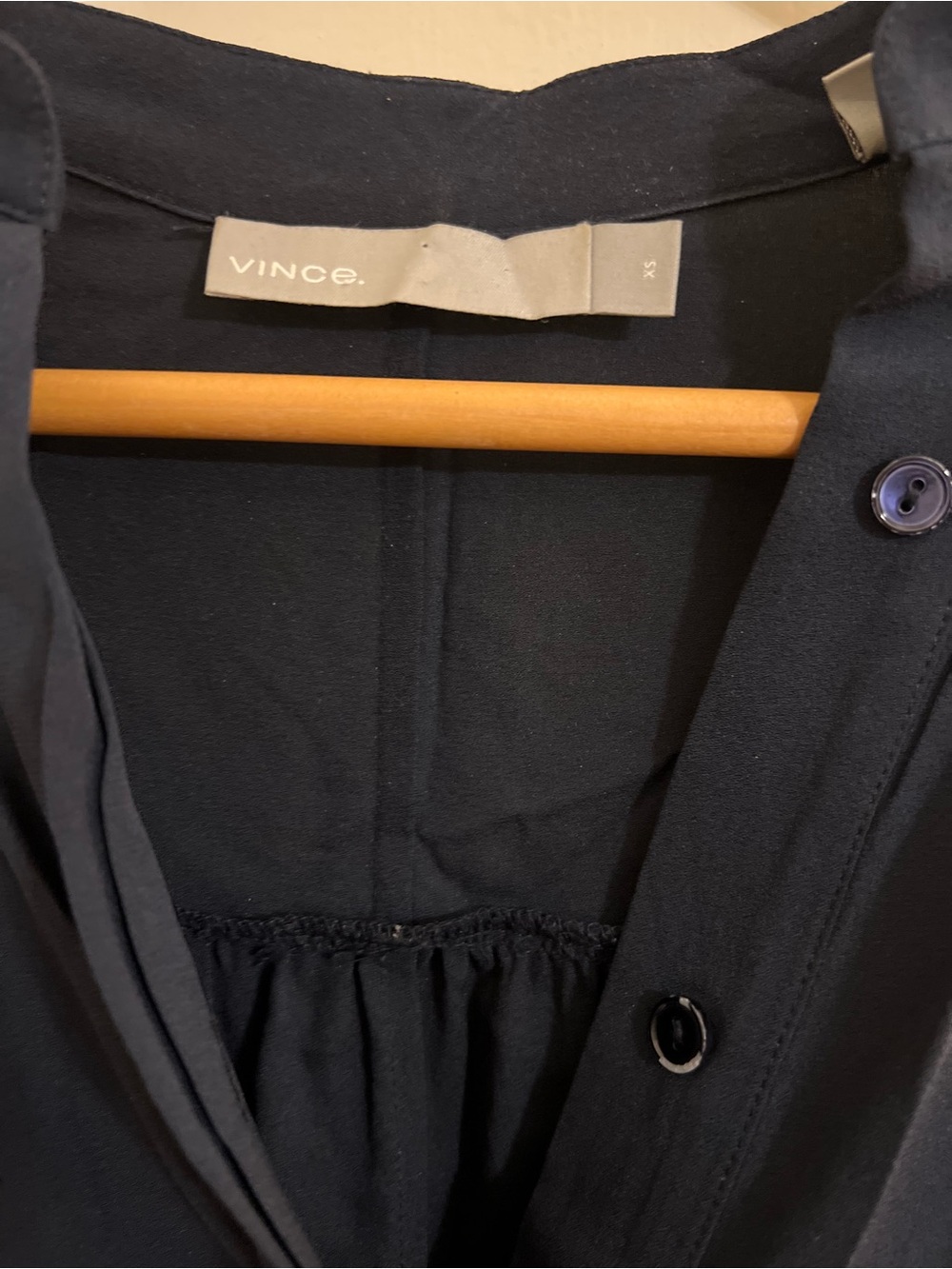 Vince Deep Navy Button-Front Silk Dress